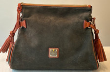 Dooney & Bourke Suede Small Dixon Crossbody Bag Olive Green Leather Trim NEW Dus picture