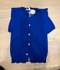 COMME des GARÇONS Women's Blue Solid Knit Wool Button-Front Cardigan S picture