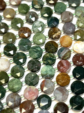 Gorgeous 10mm Faceted Indian Agate Coin gemstone beads picture