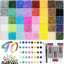 50000+Pcs Rhinestones for Bedazzling Kit 3mm Gems Bedazzler Set | 40 Colors Flat picture