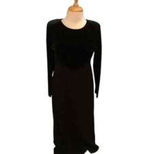 VTG Carole Little Black Velvet Wool Knit Maxi Dress M 90s Goth Witchy NWT picture