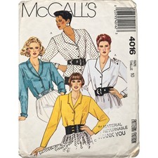 Vintage 1988 McCall's Sewing Pattern 4016 Button Up Blouse Size 10 UNCUT picture