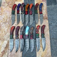 Lot of 20  Handmade Damascus Steel Hunting Knives – Bulk Discount – With Sheaths picture