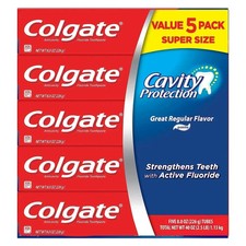 Colgate Cavity Protection Toothpaste with Fluoride, Regular Flavor, 8 oz., 5 pk picture