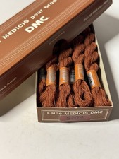 Vintage DMC Embroidery Floss 100% Wool Laine Medicis NOS 10 Skeins Brown 8104 picture