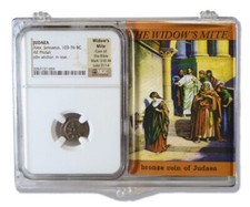 Widows Mite NGC Certified * Excellent * Judean Prutah 103-76 BC w/ BOX and COA picture