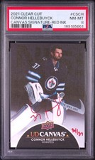 Upper Deck 2021-22 Clear Cut Connor Hellebuyck Jets Red Ink Auto #CS-CH /37 picture