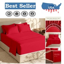 Elegant Cherry Red Queen Bedding Set - 6-Piece Microfiber, Deep Pocket Design picture