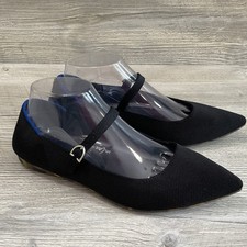 Rothy's The Point Mary Jane Flats Women's Size 8.5 Black Knit Eco Style picture