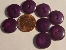 Set of 8 Vintage Domed Glossy Purple Plastic Buttons Almost 5/8