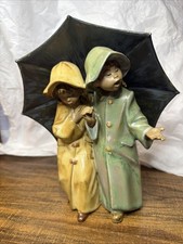 Vtg Lladro Figurine ~ Under the Rain #2077 ~ Gres Finish ~ Perfect Condition picture