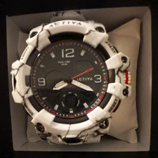 Activa ACW8008-003 Men's Dual Time Quartz Watch White Silicone Band picture