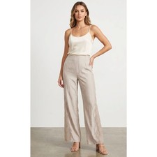 H&M Lace Inset Satin Trouser Pants High Waist Side Zip Women's Size 6 picture