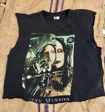 Vtg 1997 Marilyn Manson Beautiful People T Shirt Cropped Tank Thrashed Winterlan picture