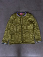 OLEANA Cardigan Green Pure Wool Knit Floral Long Sleeve Size M picture
