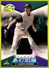 2001 Donruss Class of Randy Johnson #A2 Diamond Aces 286/750 GU MEM Diamondback picture