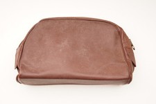 Vintage LL Bean Brown Leather Toiletry Bag Pouch Script Label Men's picture
