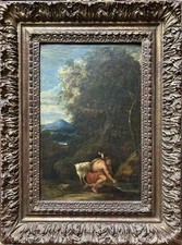 18-19th Century Antique Original Oil Painting, mythological scene, Framed picture
