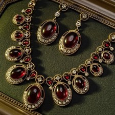 Exquisite Vintage Gemstone Royal Designs Necklace and Earrings Set picture