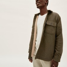 NWT Everlane Men’s ReNew Fleece Lined Heavyweight Overshirt in Heathered Green L picture