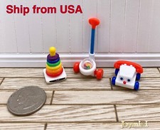 3PCS Dollhouse Miniature Baby Kid Corn popper Rainbow Stacking Telephone Toy Set picture