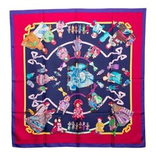 HERMES Kare90 HELLO DOLLY doll scarf large size Women 【Used】 picture