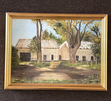 Vintage Estate Landscape Oil on Canvas Painting 15x12