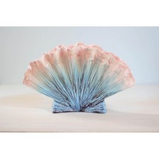 Mid-Century Signed Hedi Schoop Seashell Vase Blue Pink Glaze Hollywood-Regency picture