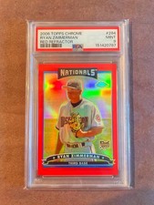 2006 Topps Chrome RYAN ZIMMERMAN “Red Refractor” Rookie /90 PSA 9 #284 picture