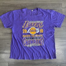 2010 LA Lakers Big Payback Back to Back NBA Champions T-Shirt 2XL Double Sided picture