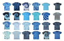 Blue Tie Dye T-Shirts Colortone Adult S-5XL Cotton Multi Style Spider Crystal picture