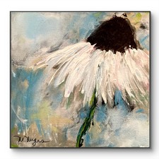 Mary Myers Original Impressionist White Coneflower Painting 10x10 Acrylic Canvas picture