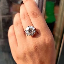 RARE Certified 5.50 Ct Treated Off White Round Cut Diamond 925 Silver Ring picture