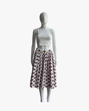 Prada S/S 2017 Lip Print Cotton Poplin Pleated Midi Skirt picture