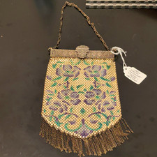 Vintage 1920s Mandalian Gold Blue Green Metal Mesh Art Deco Women’s Purse picture