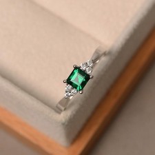 1.18 Ct Natural Emerald Diamond Wedding Proposal Ring 14K White Gold Size 8.5 picture