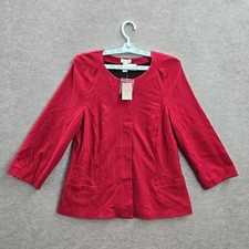 Chico's Women Jacket 1 Red Travelers Coll Ponte Pearl Rouge 3/4 Sleeve NWT picture