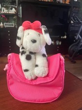 Vintage 1993 Sanrio Spottie Dottie Dalmatian Plush Pink Bag w/ Rope Strap picture