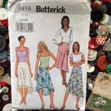 Butterick 3858 Sewing Pattern Petite Skirt 12 14 16 Easy Uncut High Low picture