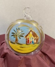 VTG Soffieria Parise Hand Blown Glass Ornament Nativity Scene Italy Painted picture