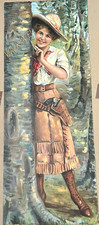 1913 Antique Walk-Over Boot Shoes Advertising Cute Cowgirl w Gun SO HARD TO FIND picture