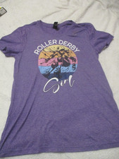 Gildan Roller Derby Girl T Shirt Size XS Purple      picture