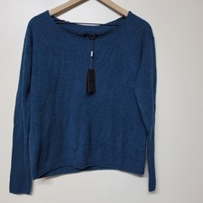 Naadam Womens Cashmere Boatneck Sweater Small Peacock Blue 100% Cashmere NWT picture