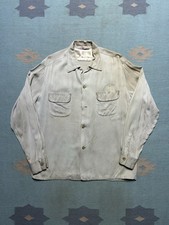 Vintage 1940s long sleeve loop collar shirt rayon gabardine distressed large picture