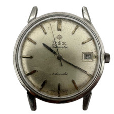Vintage 34mm Zodiac Hermetic Date Sunburst Dial Men's Automatic Wristwatch Swiss picture