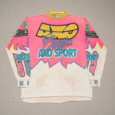 Vintage 90s AXO Sport Wear Racing Motocross MX Jersey Pink White Size L 1992 picture