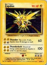 Zapdos 16/102 Holo Rare Base Set Unlimited Pokemon Moderately Played picture