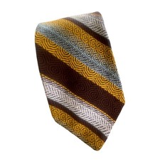 Wembley Necktie Mens OS Brown Gold Striped Excellent Suitmates Vintage Style picture