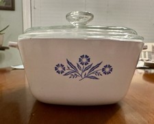 Rare Corning Ware Blue Cornflower P-1 3/4-B 1 3/4 Qt Square Casserole Glass Lid picture