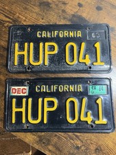 1963 California Black License Plate Matching Pair HUP 041 Original DMV YOM picture